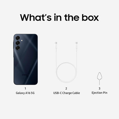 Galaxy A16 5G A Series, Unlocked Android Smartphone, Large AMOLED Display, Durable Design, Super Fast Charging, Expandable Storage, 5G Connectivity, US Version, 2025, Blue Black