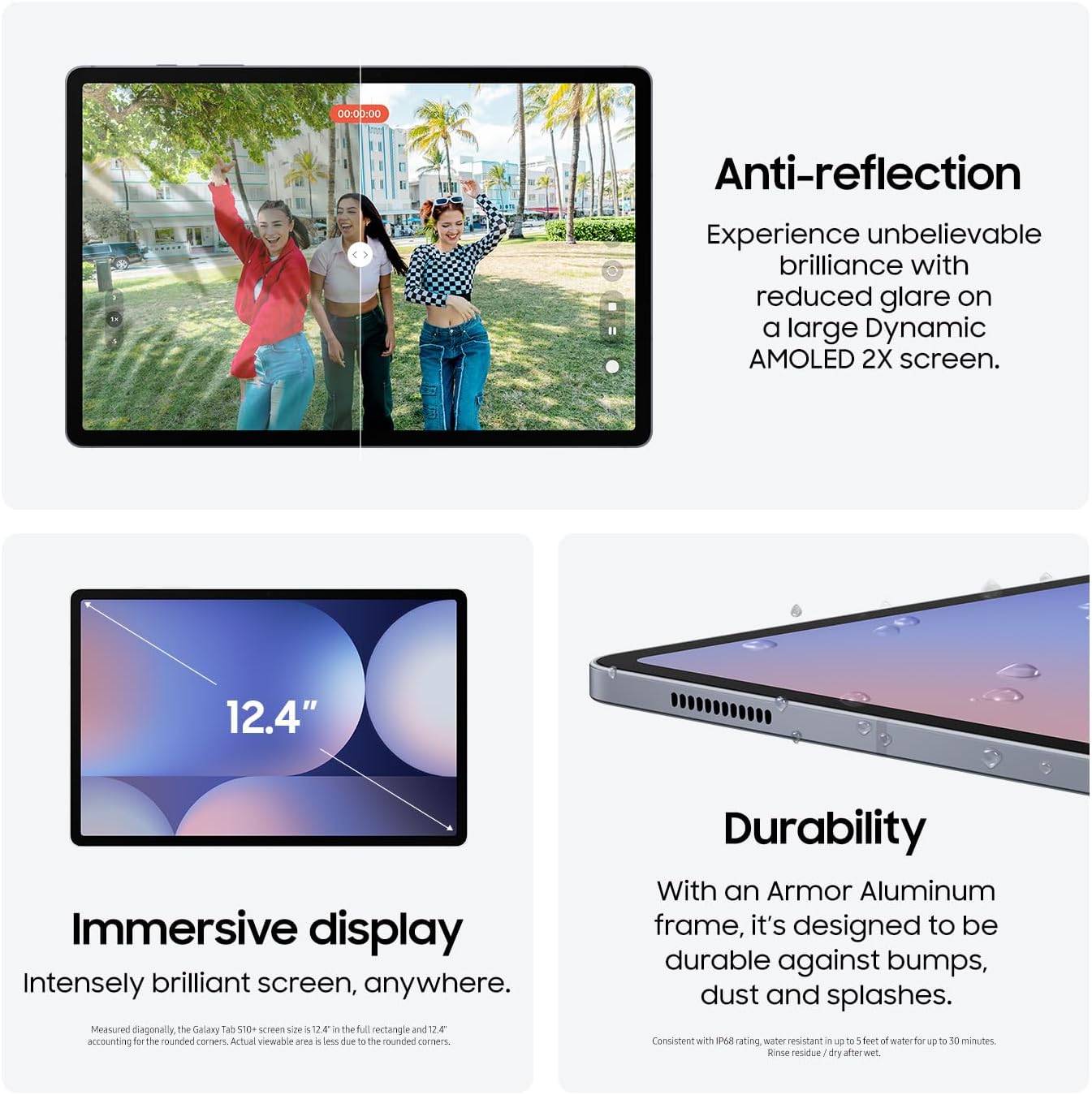 Galaxy Tab S10+ Plus 12.4” 256GB Android Tablet, Galaxy AI Tools, Circle to Search, AMOLED 2X Display, Long Battery Life, Durable Design, S Pen for Note-Taking, US Version, Moonstone Gray